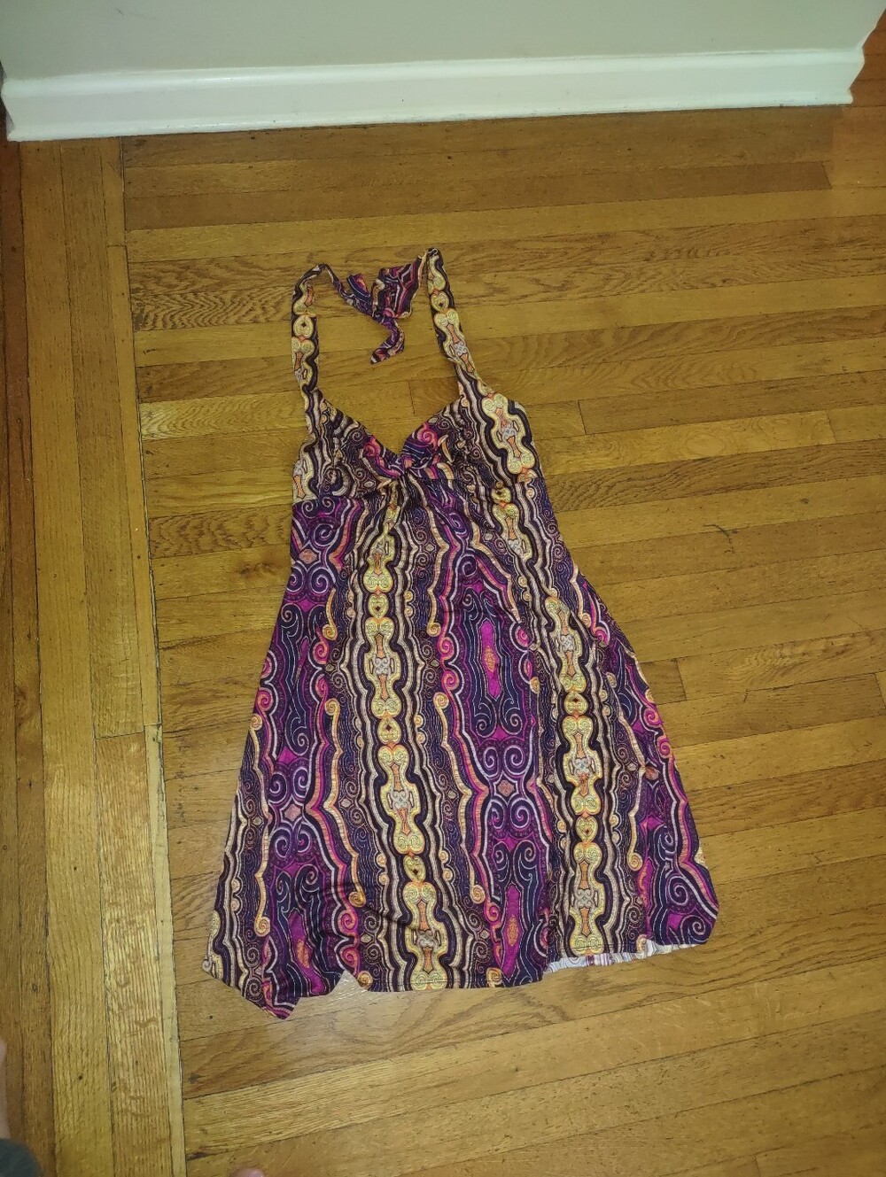 colorful purple paisley silk halter dress from laundry by shelli segal size 12